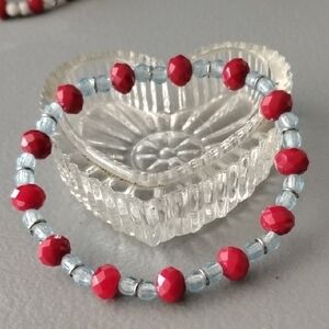 Fashion Jewelry Red and Blue Beaded Bracelet